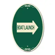 Designer Sign Boat Launch (With Right Arrow) 12" x 18" Metal Sign