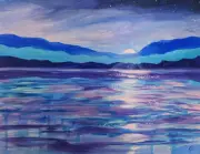 Art - Original Artwork Hand-Painted On Canvas - Mountain Water Landscape 11x14