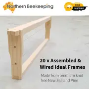 20 x ASSEMBLED & WIRED IDEAL SIZE BEE FRAMES BEEHIVE FRAME BEE HIVE NZ PINE