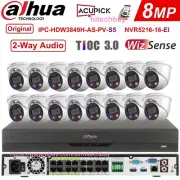 Dahua IPC-HDW3849H-AS-PV-S5 Full-color 8MP PoE WizSense Camera 16CH 4K NVR Lot