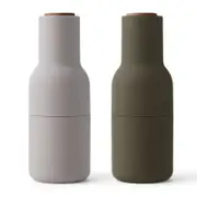 Audo Copenhagen Set of 2 Salt & Pepper Bottle Grinders Hunting Green w/Walnut Lid