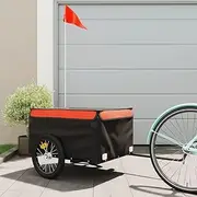 Bike Trailer Black and Orange 45 kg Iron,Bicycle Trailers 8.1KG-94082