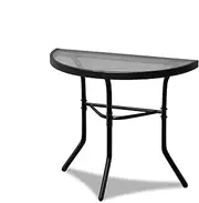 ALFORDSON Outdoor Dining Table Semicircle, Garden Patio Furniture with Patio Desk for Outdoor Chairs, Indoor Bar Table for Patio, Garden, Lawn, Balcony and Swimming Pool Side, R70*64cm, Black