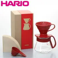 在飛比找momo購物網優惠-【HARIO】V60紅色陶瓷濾杯咖啡壺禮盒組(VDS-301