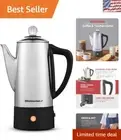 Automatic 6-Cup Coffee Percolator with Cool-Touch Handle & Brew Progress Window