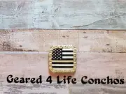 Thin line flag scarf slide, western accessories Custom Leather Craft Concho