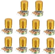 XYWHPGV WH148 500K Ohm Variable Resistors Single Turn Rotary Carbon Film Taper Potentiometer W Knobs 10pcs(b8bb3 c6b83 8c945 55ffa 42afe 87229