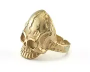 Skull Adjustable Ring Raw Brass (19mm 9US inner size) 3378