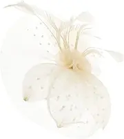 [COLLBATH] Tea Party Fascinator Hat with Veil for Weddings Prom and Banquets Vintage Style Headband Hair Accessory for Women for Special Occasions Beige