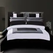 Hotel Style Border Black White Quilt Cover Set /optionals ( Queen / King / Super King / Double size /options)