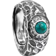 Indian style 925 sterling silver Handmade Hammer Rock texture turquoise ring D7
