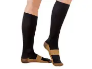Graduated Compression Copper Socks Foot Calf Ankle Support 20-30 mmHg Black Lot
