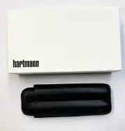 Hartmann Top Grain Leather Two Cigar Case - Black