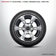 Set of 4 Double Take Machined Black 57 series Wheel and Tire 12" golf cart