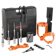 Mortising Attachment for Drill Press, 4 Model Drills Square Hole Chisel Set, Bench Drill Locator Set Mortise and Tenon Tools with 5 Bushings, for Woodworking Mortising Tenoning Drilling