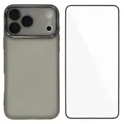 Compatible For iPhone 17 Pro TPU Case WANLONFENG DKSM Series Electroplated Frame Back Cover with Tempered Glass Black