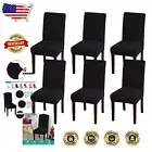 Versatile Black Parsons Chair Covers Set of 6 - Stretch Jacquard Fabric