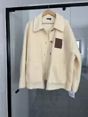 BNWT Cosy Teddy Borg Oversized Fleece Jacket in Buttercream Size Large