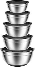5 Pcs Stainless Steel Mixing Bowls Nesting Bowls Set with Airtight Lids Nonslip Nesting Bowls Set Space Saving Nesting Bowls Set for Cooking