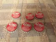 COCA-COLA - Coke CLASSIC BOTTLE CAPS UNUSED Lot of 6