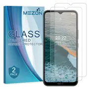 [2 Pack] Nokia C21 Plus Tempered Glass Crystal Clear Premium 9H HD Screen Protector by MEZON – Case Friendly, Shock Absorption (Nokia C21 Plus, 9H)