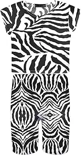 [Gum & Berries] Girls Crop Top & Shorts Zebra Print Set Animal Striped Cycling Shorts Stretch T-Shirt Summer Neon Tee Tops Outfit Cycling Shorts Stretchy Dance Gymnastics Sports School Summer Hot Pants Biker Short