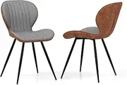 [Giantex] 2 Set Armless Dining Chair, Modern Accent Chairs w/Curved Backrest, U-Shaped Seat & Non-Slip Foot Pad, X-Shaped Frame, Upholstered Leisure Chair with 150 KG Load Capacity