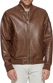 [Levi's] Men's Faux Leather Varsity Bomber Jacket