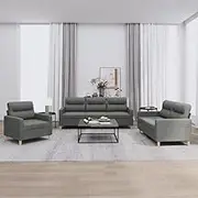 Generic 3 Piece Sofa Set with Cushions Dark Grey Fabric,3201537