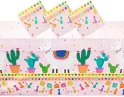 Sparkle and Bash Plastic Tablecloth for Llama Birthday Party 54" x 108", Pink