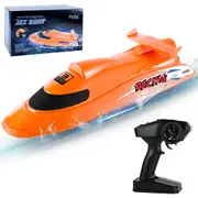 Turbojet Remote Control Speedboat 3-Speed 30km/h+ ABS Hull 150m 2.4G RC 30Mins 1500mAh 2Batteries Kids Toy Boats Birthday Gift Christmas Gift COL Orange