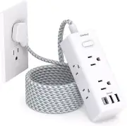 15Ft Extension Cord with Multiple Outlets Flat Plug Power Strip Surge Protector