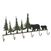 22 Inch Brown Metal Black Bear Family Coat Hanger Towel Holder Wall Mounted Hook