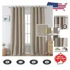 Heather Light Taupe Blackout Curtains 84" Length - Insulated Drapes for Bedroom