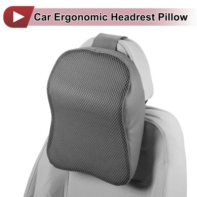 Car Headrest Pillow Polyester, Memory Foam Gray 1Pcs for Driving Travel