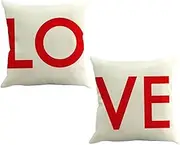 WHAMVOX 2pcs Linen Cushion Set Love Combination Pillow for Sofa Bed Decorative Back Pillow