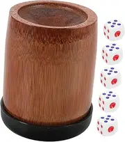 FELTECHELECTR Set Bamboo Sieve Cup Entertainment Supplies Tabletop Decor Dice Shaker Cup for Travel Dice Shaker with Base Bamboo Dice Cup Bamboo Dice Shaker for Game Plastic