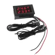 Dual Display Digital Thermometer Temperature Sensor Tester with 2 NTC Waterproof Metal Probe
