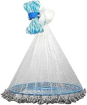 AIMALL Frisbee Style Hand Cast Fishing Net with Steel Sinkers, Easy Throw Nylon Mesh Bait Net for Fish Shrimp Crayfish, Foldable Tackle for Freshwater Saltwater Use