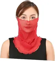 [AOKWAWALIY] Summer Bib Scarf Pretied Scarf for Women Neck Face Cover Turbins for Ladies Sun Gaiter Summer Scarf Mouth Neck Scarf Bandana Face Cover Wraps Red