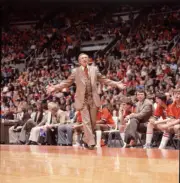 Illinois coach Lou Henson on sidelines during game vs Michigan Sta- Old Photo