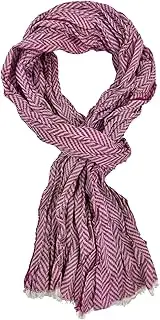 [Rotfuchs] Cotton Scarf Women's Scarf Men's Scarf Crinkled Look Herringbone Pattern Thin in Pink White, Pink/white, 175 x 15 cm (L x B)