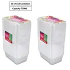 60 x Takeaway Food Containers with Plastic Lids 750ml Take away Meal Prep Box