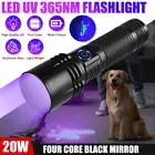 20W UV Flashlight Rechargeable Ultra Violet Black Light LED Torch 365nm