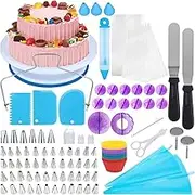 Daseeme 150pcs Cake Decorating Kit Baking Supplies Tools with Cake Turntable,Cake Pans Set for Beginners and Cake Lovers