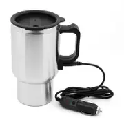 Car Electric Kettle Stainless Steel In-car Kettle Travel Thermoses Heating Water Bottle Heating Cup with Indicator Light Powered by Cigarette Lighter