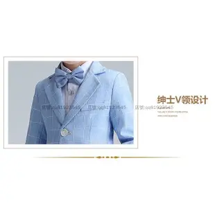 兒童格子西裝套裝花童禮服男開學畢業拍照禮服生日禮服格子西服花童表演服主持人男童正式場合服裝