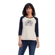 NEW Ariat Real Sunrise Classic 3/4 Slv T-Shirt Wheat Heather XXL NWT Free Ship