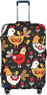 [Pvinnk] Cute Rooster Chickens Print Protective Luggage Cover Elastic Washable Suitcase Protector Travel Gear Protector, White, X-Large