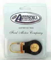 GREAT GIFT...New Ford MUSTANG Black Leather Key Ring Key Fob Key Holder